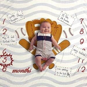 Baseball Baby Monthly Milestone Blanket